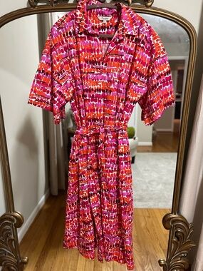 Tucker Pink and Red Abstract Print Shirtdres large